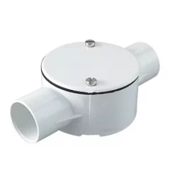 Tower 2 Way 25mm Through Box White | Durable Electrical Conduit Box