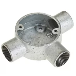 Deta 3 Way 25mm Tee Conduit Box Galvanised – Heavy Duty Metal Electrical Conduit Fitting