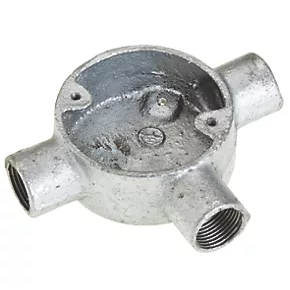 Deta 3 Way 20mm Galvanised Tee Conduit Box - Heavy Duty Electrical Conduit Fitting 1 Deta 3 Way 20mm Galvanised Tee Conduit Box - Heavy Duty Electrical Conduit Fitting