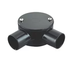 Tower 2-Way 25mm Angle Box Black | Durable Electrical Conduit Accessory