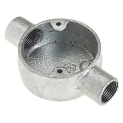 Deta 2 Way 20mm Through Conduit Box Galvanised - Durable Electrical Metal Conduit