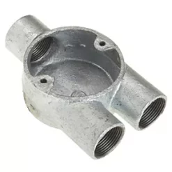 Deta 25mm 3-Way Galvanised Y Conduit Box - Heavy Duty Metal Electrical Conduit