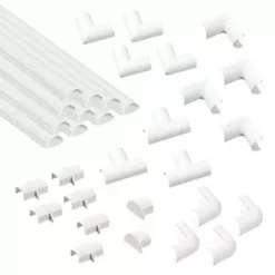 D-Line Plastic White Micro+ Self-Adhesive Trunking & Accessory Set - Cable Management Solution