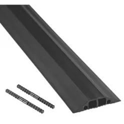 D-Line Linkable Medium Duty Dual Channel Floor Cable Cover 9m Black - Cable Tidy Solution